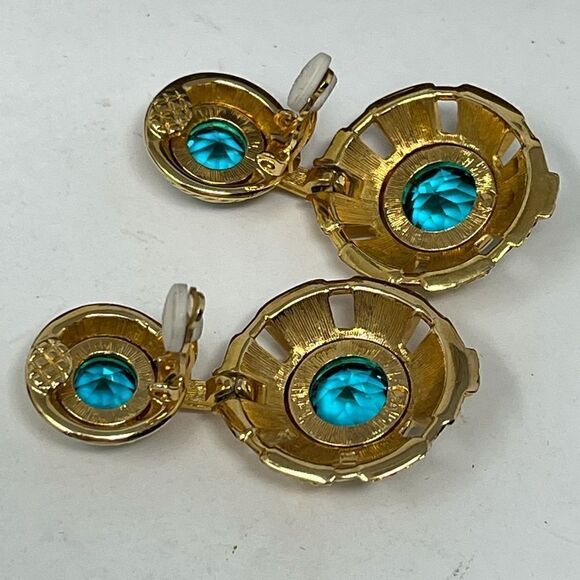NWOT Swarovski aquamarine vintage clip on earrings - Picture 6 of 9